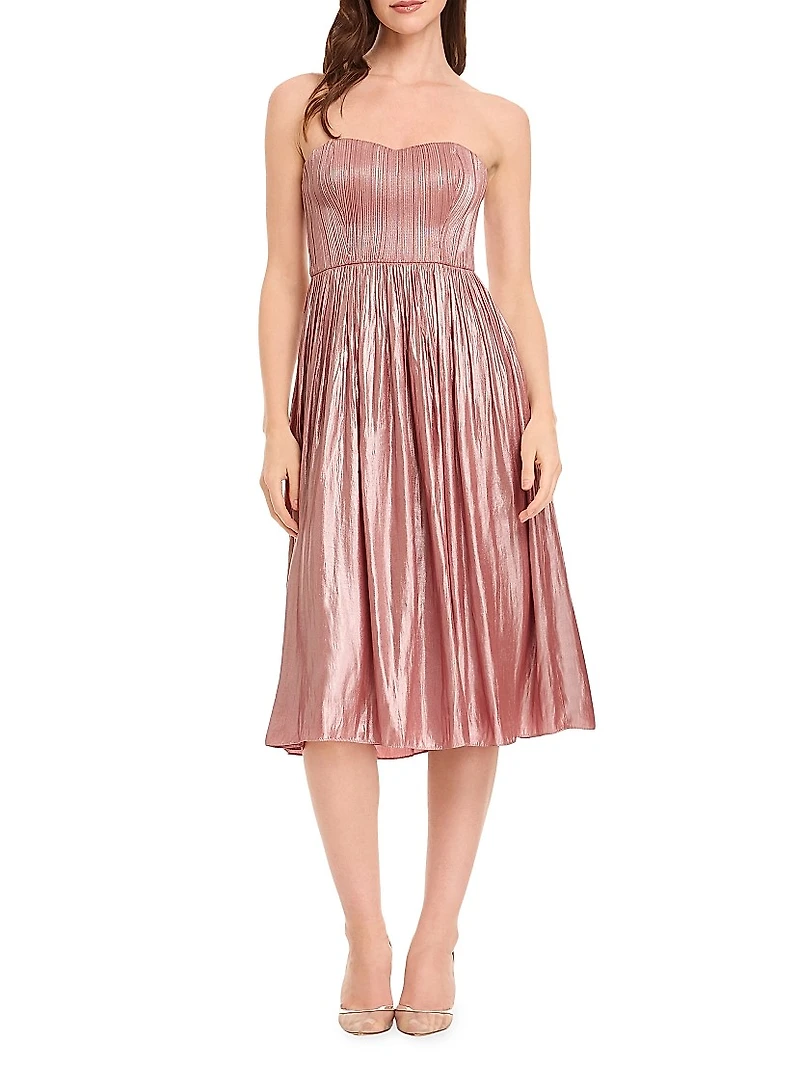Tovah Satin Strapless Fit & Flare Midi-Dress