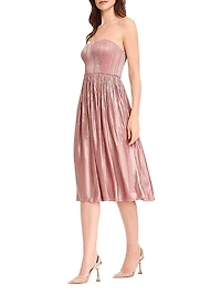Tovah Satin Strapless Fit & Flare Midi-Dress
