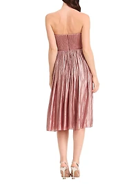 Tovah Satin Strapless Fit & Flare Midi-Dress