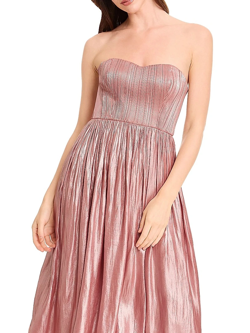 Tovah Satin Strapless Fit & Flare Midi-Dress