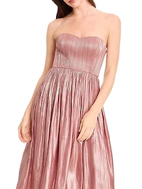 Tovah Satin Strapless Fit & Flare Midi-Dress