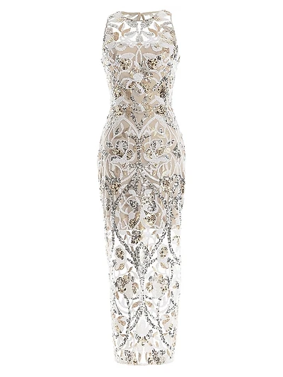 Helena Sequined Keyhole Midi-Dress