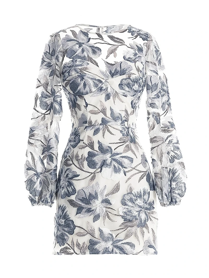 Mila Floral-Embroidered Minidress