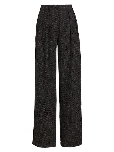 Eleanor Tweed High-Rise Straight-Leg Pants