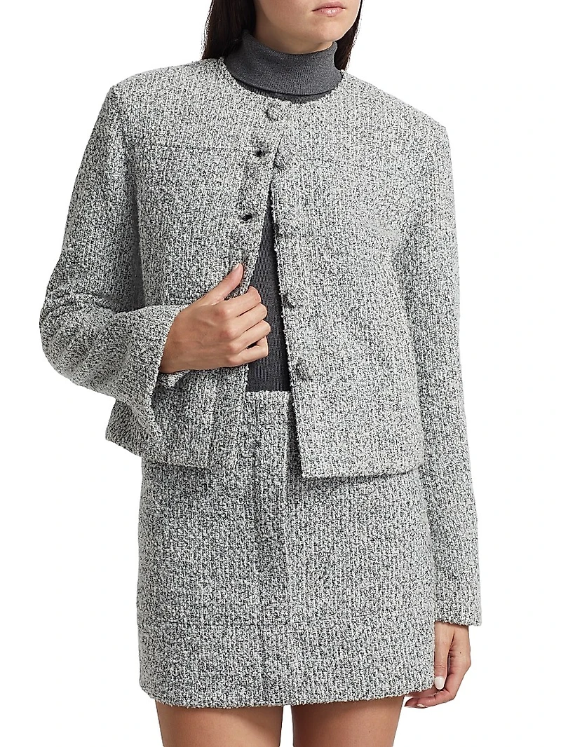 Lea Boucle Button-Front Jacket