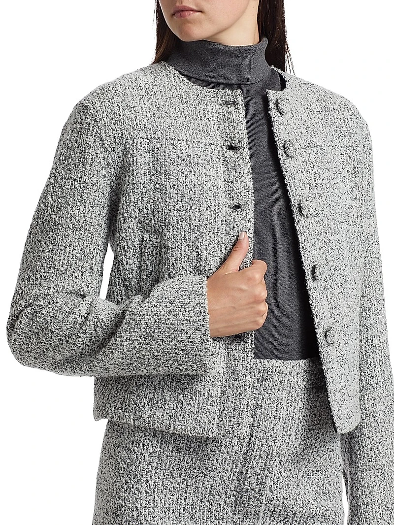 Lea Boucle Button-Front Jacket
