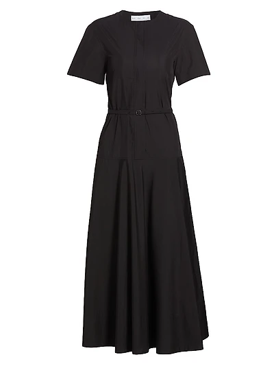 Elizabeth Cotton-Blend Belted Midi-Dress