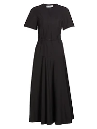 Elizabeth Cotton-Blend Belted Midi-Dress