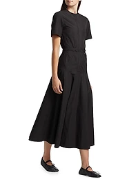 Elizabeth Cotton-Blend Belted Midi-Dress
