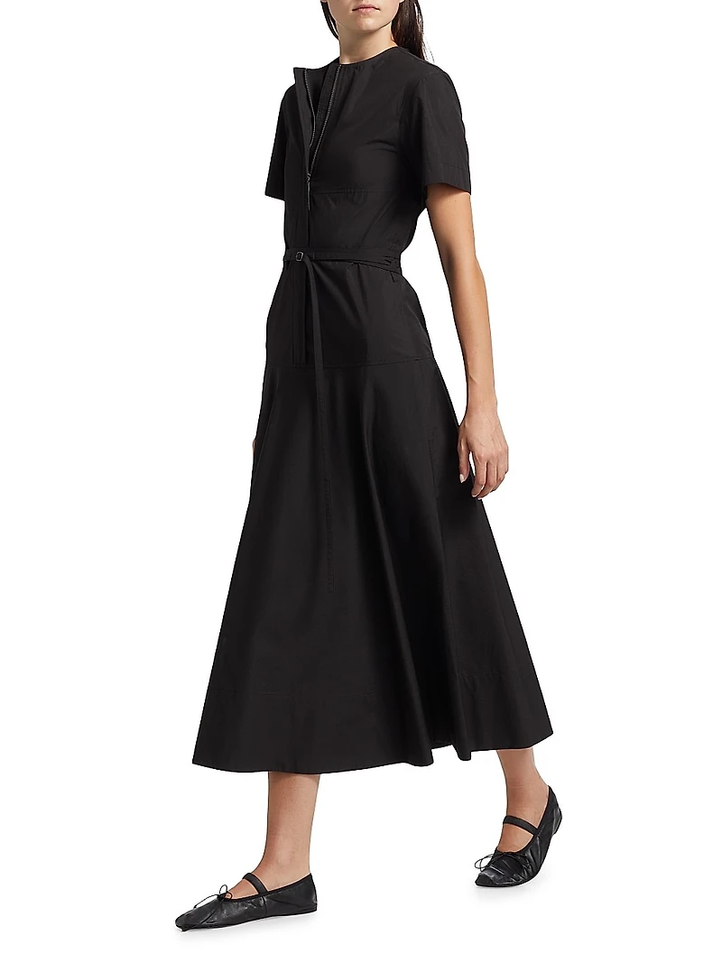 Elizabeth Cotton-Blend Belted Midi-Dress