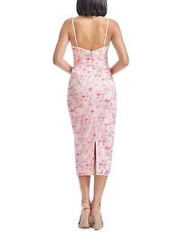 Donna Floral Appliqué Body-Con Midi-Dress