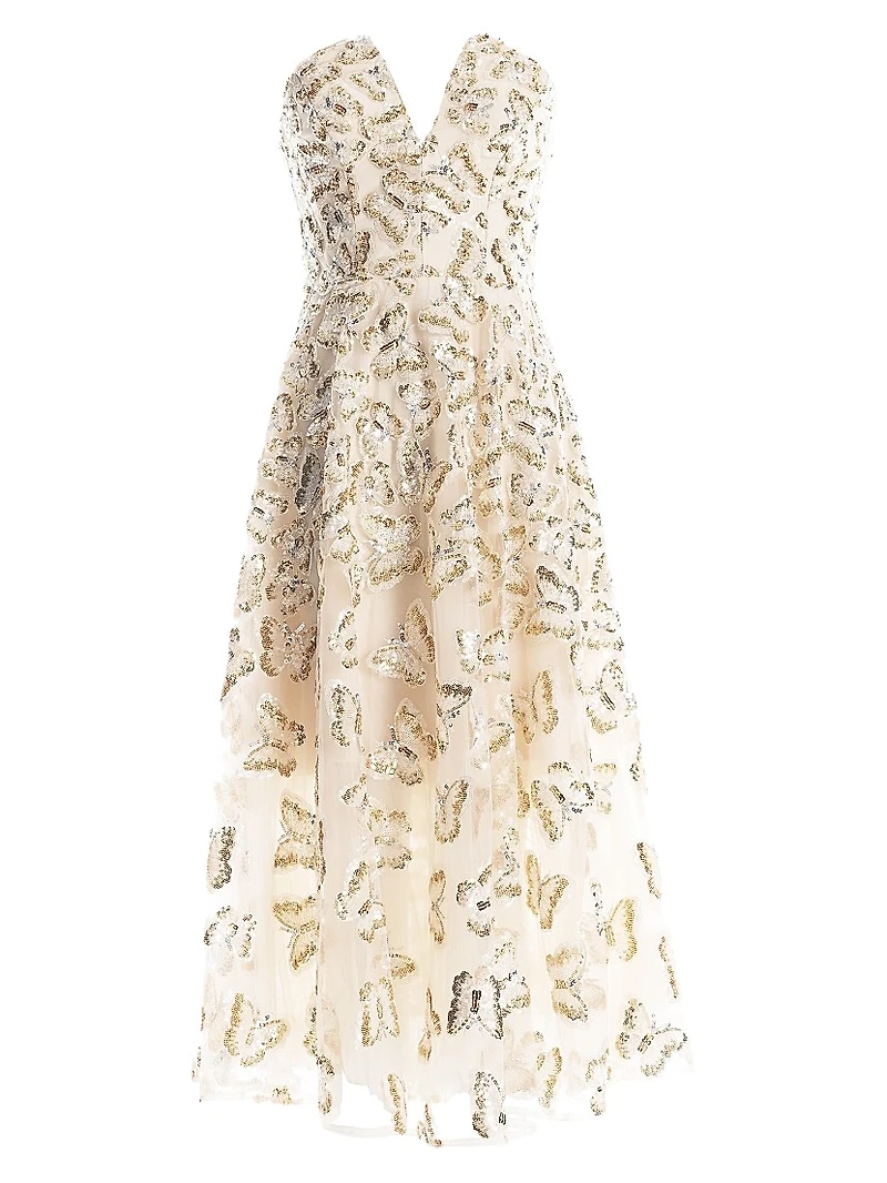 Briella Sequined Butterfly Fit & Flare Dress