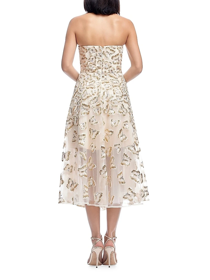 Briella Sequined Butterfly Fit & Flare Dress