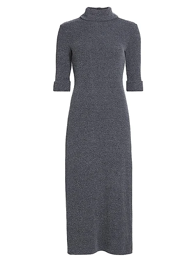 Cerine Boucle-Knit Turtleneck Midi-Dress
