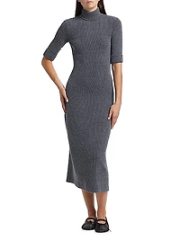Cerine Boucle-Knit Turtleneck Midi-Dress