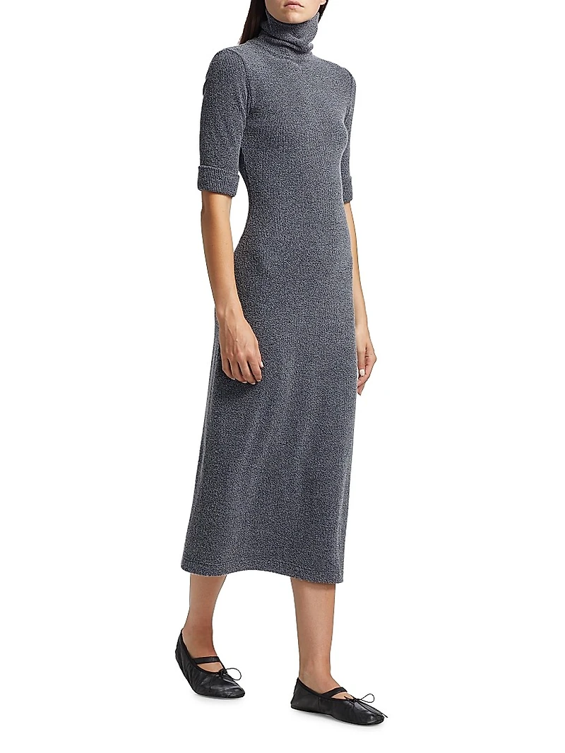 Cerine Boucle-Knit Turtleneck Midi-Dress