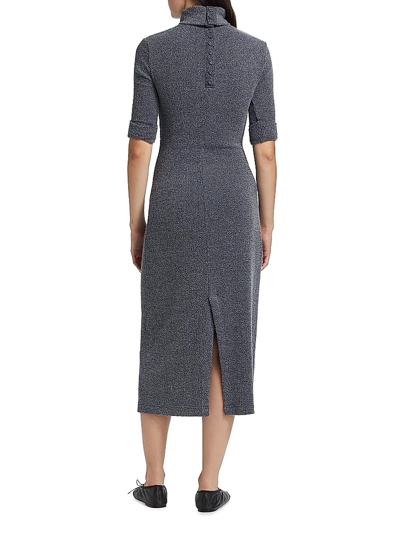 Cerine Boucle-Knit Turtleneck Midi-Dress