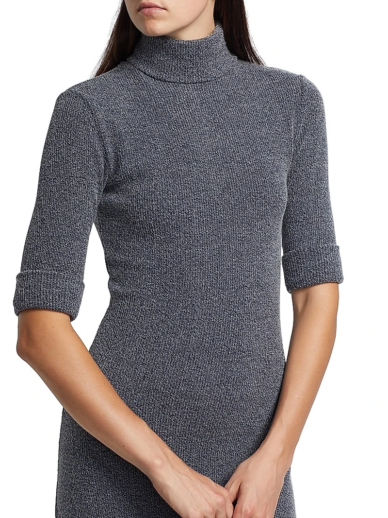 Cerine Boucle-Knit Turtleneck Midi-Dress