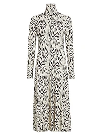 Marion Abstract Jersey Turtleneck Midi-Dress