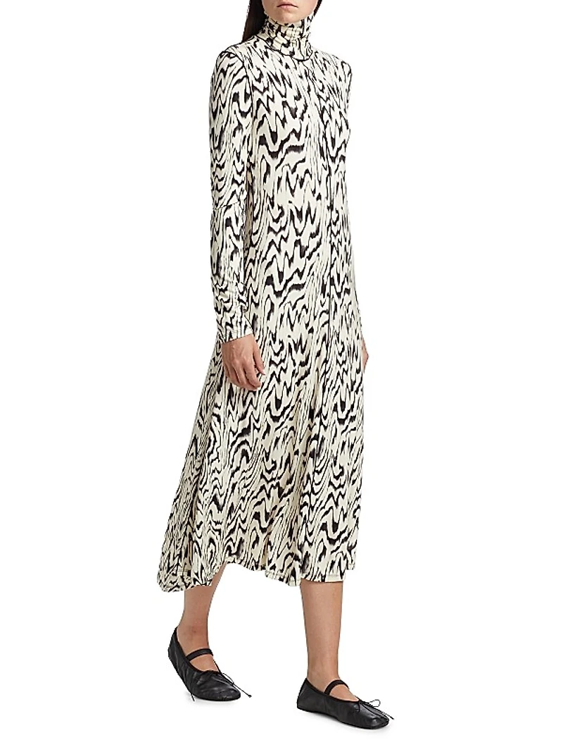 Marion Abstract Jersey Turtleneck Midi-Dress