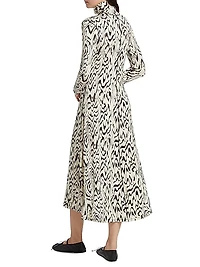 Marion Abstract Jersey Turtleneck Midi-Dress
