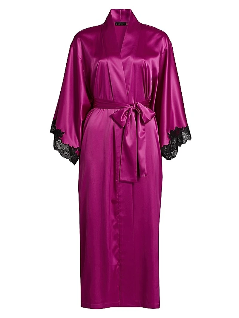 Peony Glamour Lace-Trim Robe