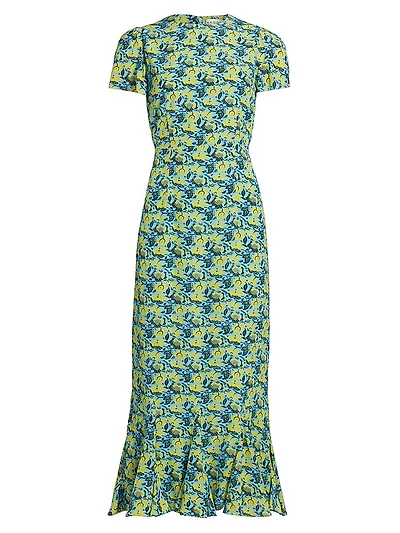 Lulani Floral Flounce Midi-Dress