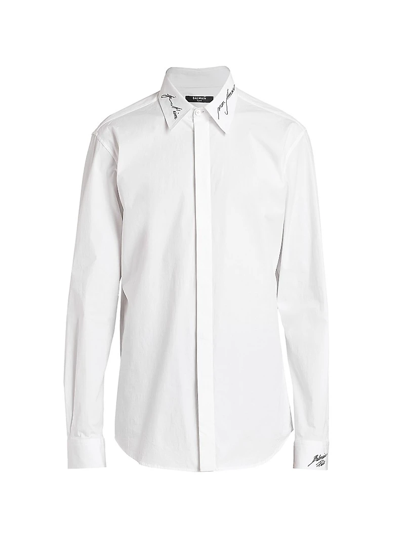 Love Letter Embroidered Button-Up Shirt