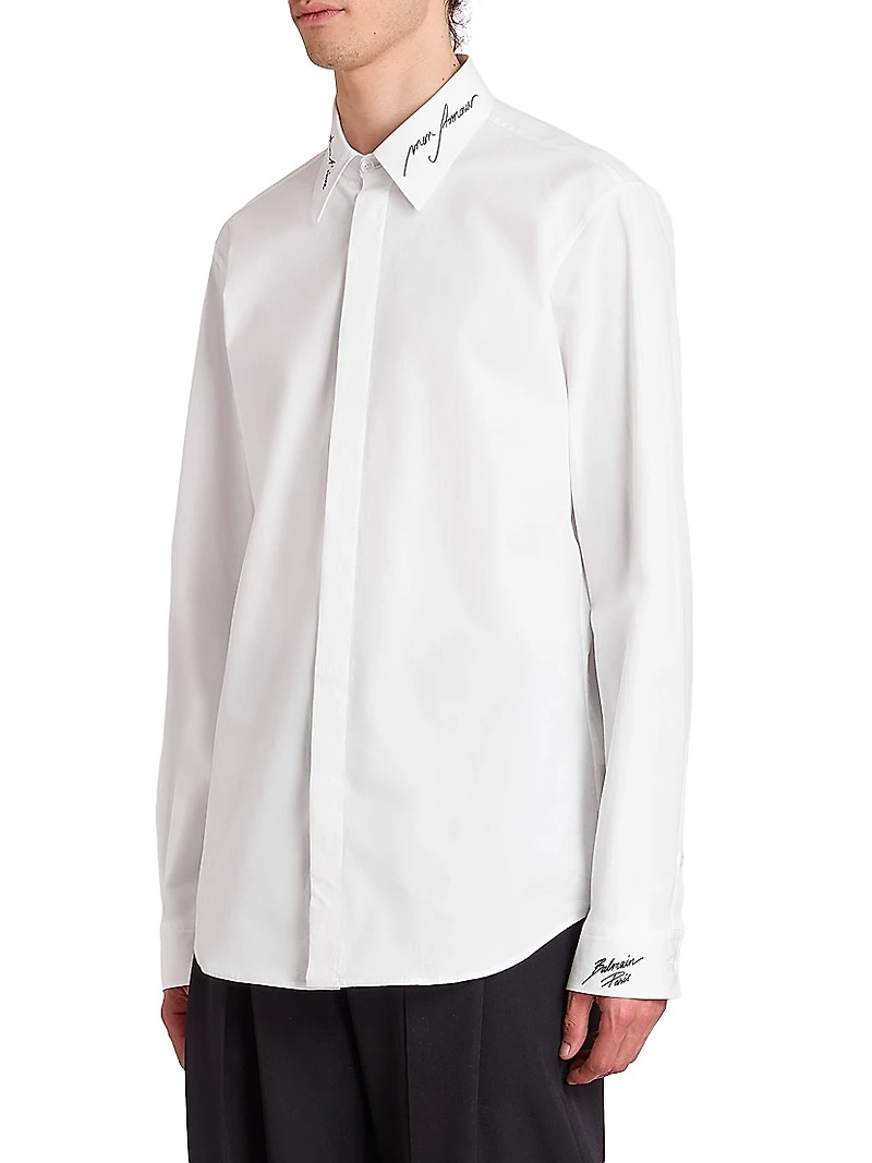 Love Letter Embroidered Button-Up Shirt