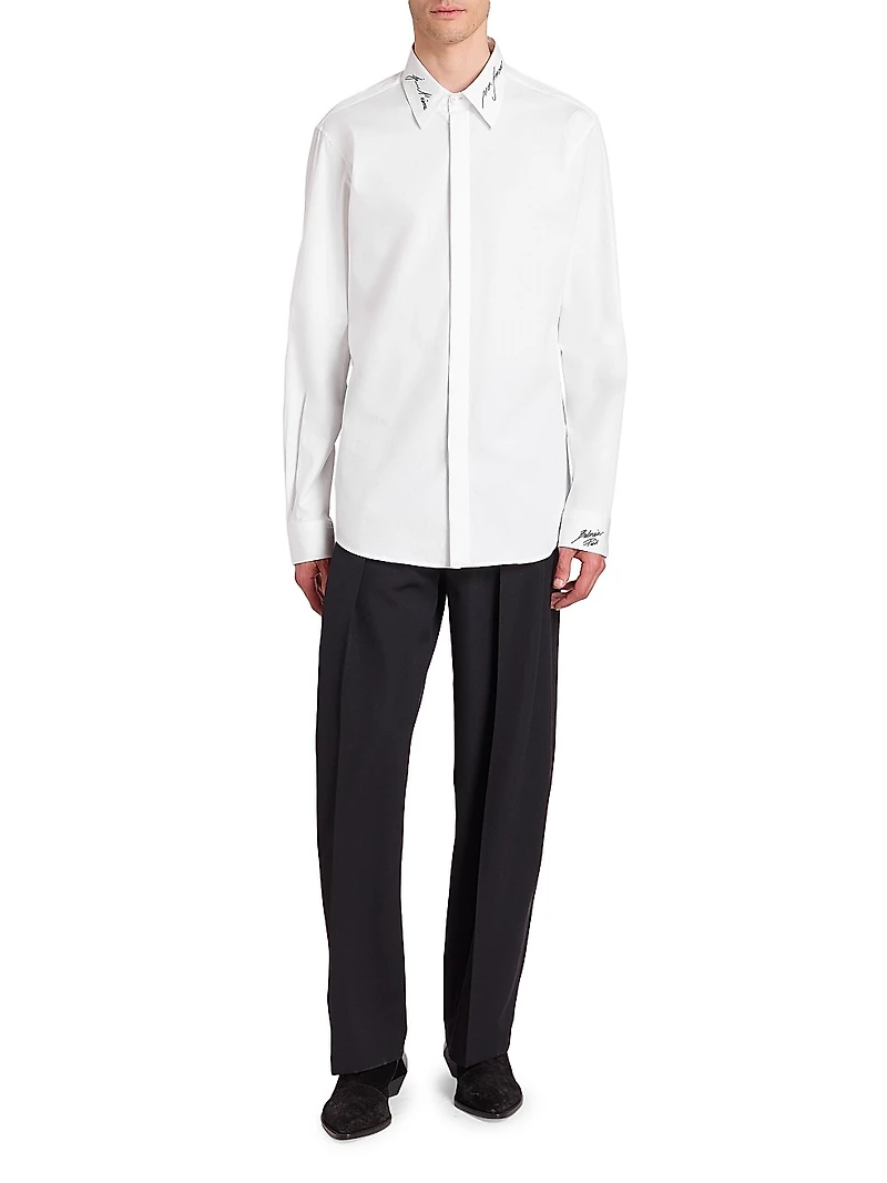 Love Letter Embroidered Button-Up Shirt