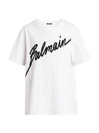 Flocked Logo Cotton T-Shirt