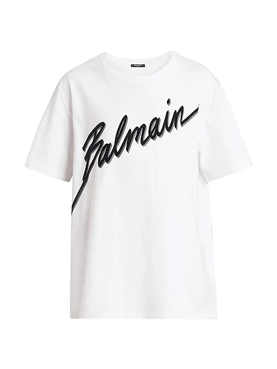 Flocked Logo Cotton T-Shirt