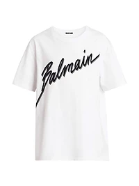 Flocked Logo Cotton T-Shirt