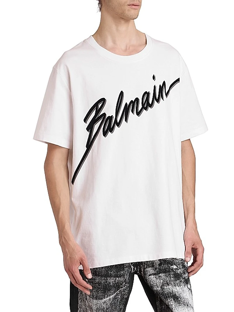 Flocked Logo Cotton T-Shirt