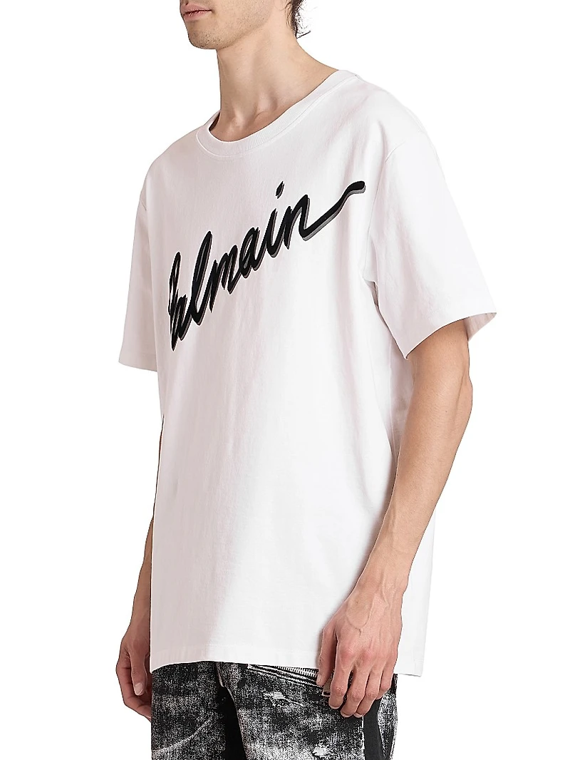 Flocked Logo Cotton T-Shirt