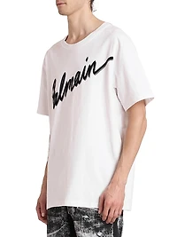Flocked Logo Cotton T-Shirt