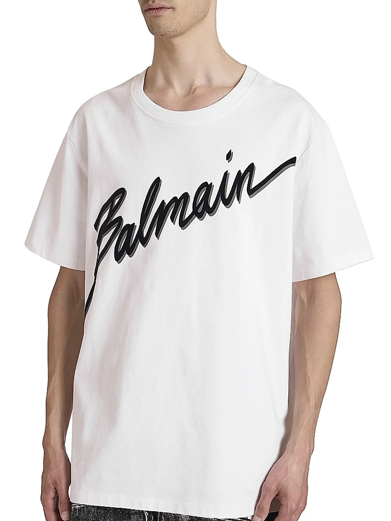 Flocked Logo Cotton T-Shirt