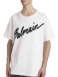 Flocked Logo Cotton T-Shirt