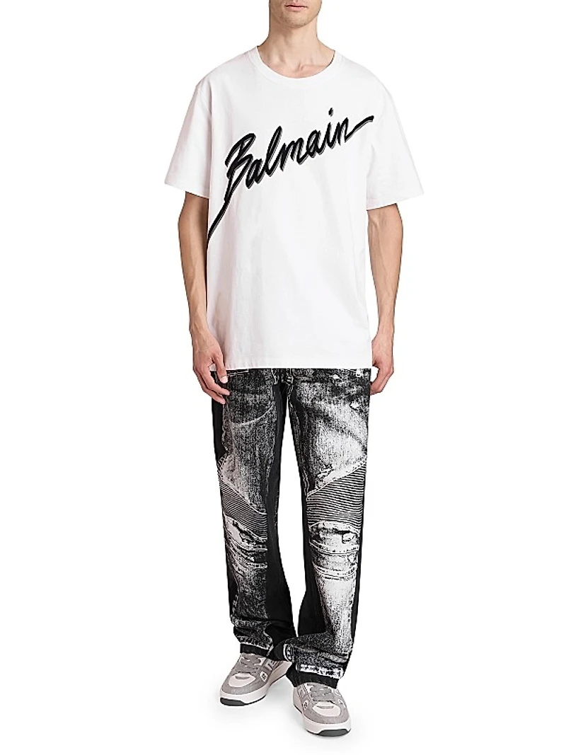 Flocked Logo Cotton T-Shirt