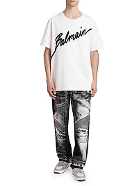 Flocked Logo Cotton T-Shirt