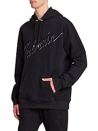 Flocked Logo Cotton Hoodie