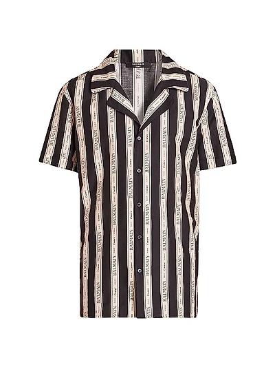 Logo-Striped Cotton Short-Sleeve Shirt