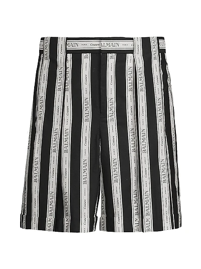 Ribbon Jacquard Pleated Shorts