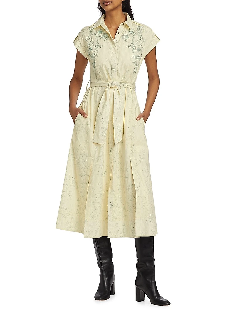Haley Floral Tie-Waist Shirtdress