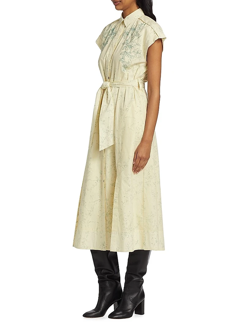 Haley Floral Tie-Waist Shirtdress