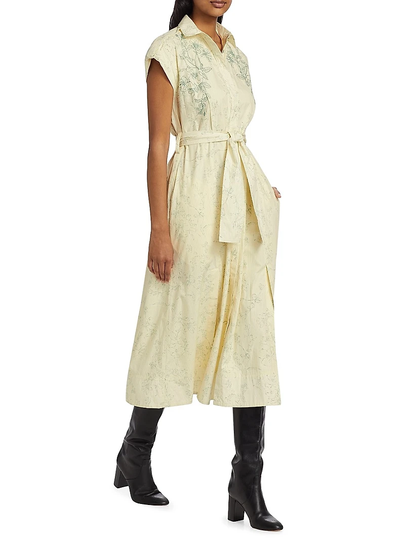 Haley Floral Tie-Waist Shirtdress