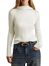 Ember Pleated Funnel-Neck Top