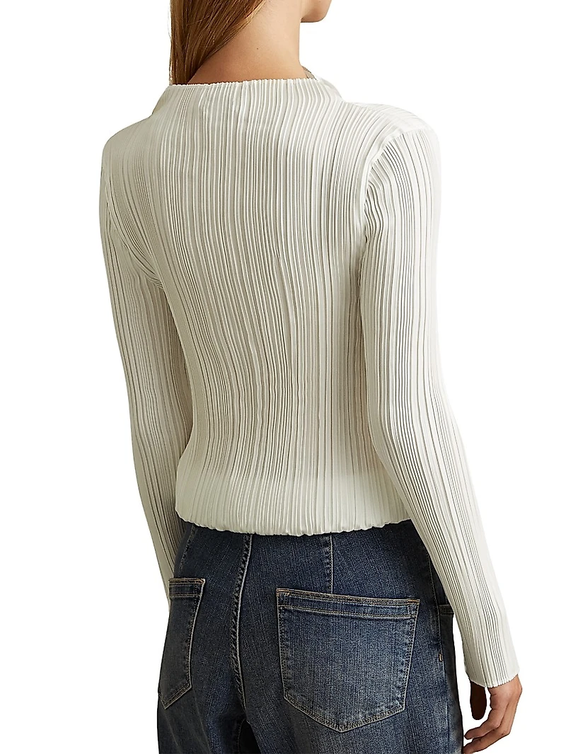 Ember Pleated Funnel-Neck Top