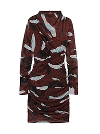 Kallie Ruched Mesh Sheath Minidress