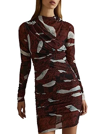 Kallie Ruched Mesh Sheath Minidress